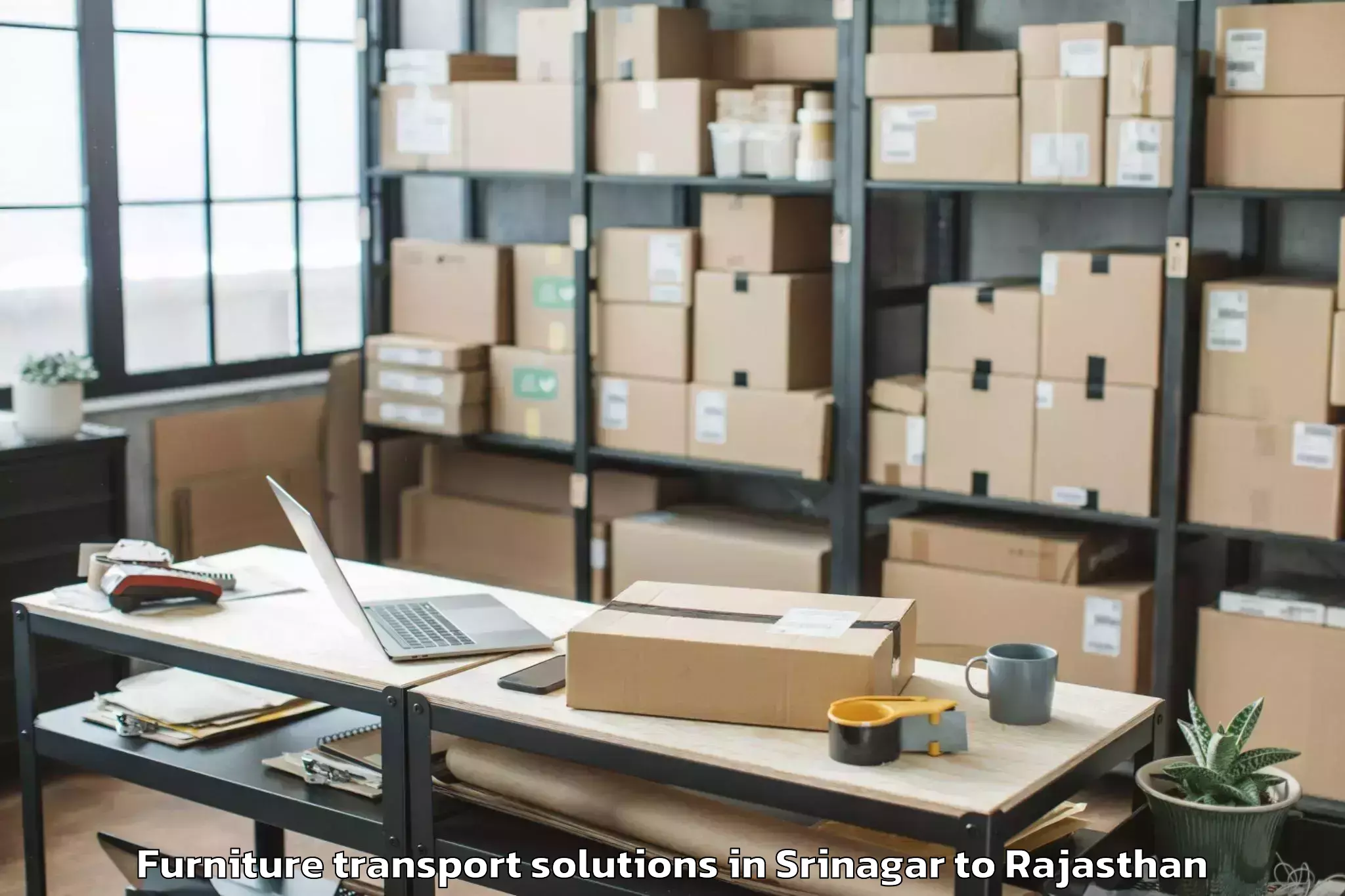 Efficient Srinagar to Bandikui Furniture Transport Solutions